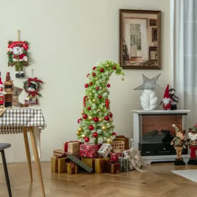 210 cm umelý vianočný stromček so svetlami a snehom Vianočný stromček s ohýbateľným vrcholom