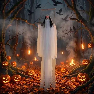 183 cm Halloween dekorácia so svietiacimi očami, dekorácia duchov so svetelným a zvukovým efektom