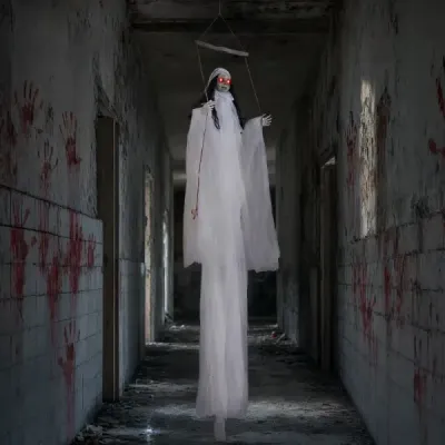 183 cm Halloween dekorácia so svietiacimi očami, dekorácia duchov so svetelným a zvukovým efektom