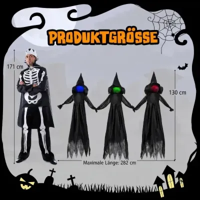 3 kusy halloweenskej čarodejníckej dekorácie, vonkajšie osvetlené halloweenske čarodejnice vyrobené z odolnej látky
