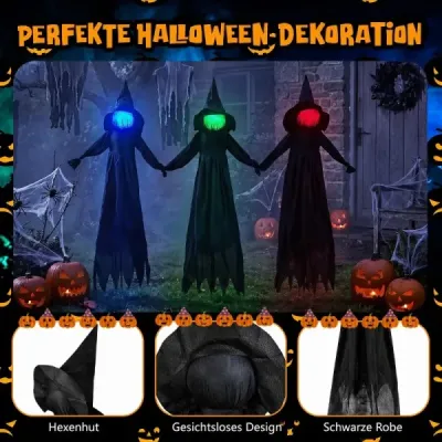 3 kusy halloweenskej čarodejníckej dekorácie, vonkajšie osvetlené halloweenske čarodejnice vyrobené z odolnej látky
