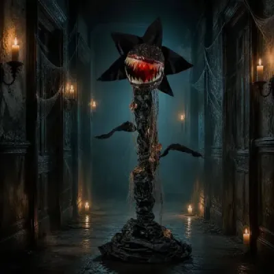 190 cm strašidelná halloweenska dekoračná rastlina so svetlom a zvukom, animovaná rastlina s pohyblivými ústami