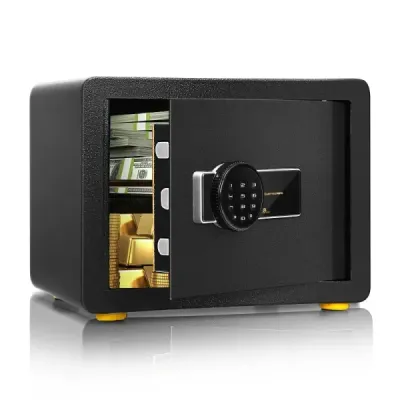 Trezor s objemom 31,5 l Elektronická bezpečnostná schránka s digitálnou klávesnicou a kľúčom 40 x 30 x 31 cm čierna