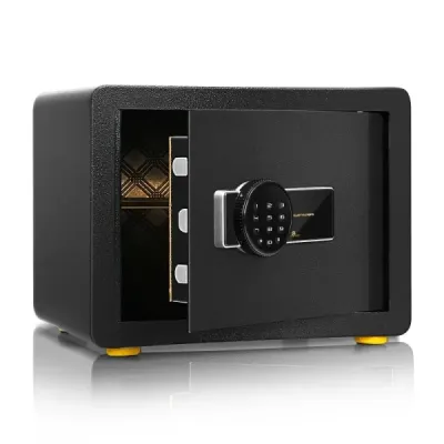 Trezor s objemom 31,5 l Elektronická bezpečnostná schránka s digitálnou klávesnicou a kľúčom 40 x 30 x 31 cm čierna