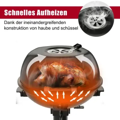 Elektrický gril BBQ, prenosný stojan s odnímateľným nepriľnavým roštom, čierny