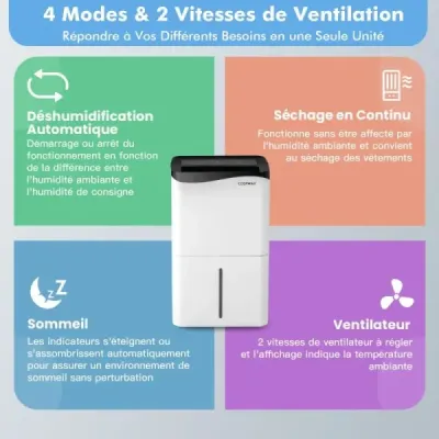 Odvlhčovač vzduchu Odvlhčovač vzduchu v miestnosti Mobilný odvlhčovač vzduchu elektrický Odvlhčovač vzduchu 25 l/24 h Veľkosť miestnosti približne 60 m²