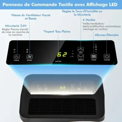 Odvlhčovač vzduchu Odvlhčovač vzduchu v miestnosti Mobilný odvlhčovač vzduchu elektrický Odvlhčovač vzduchu 25 l/24 h Veľkosť miestnosti približne 60 m²