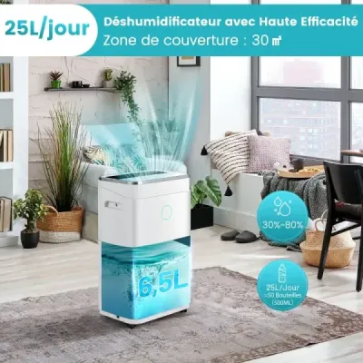 Odvlhčovač vzduchu Odvlhčovač vzduchu so 6,5 l nádržou na vodu do 30 ㎡ 25 l / deň