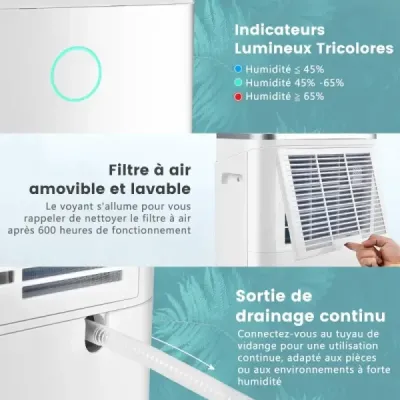 Odvlhčovač vzduchu Odvlhčovač vzduchu so 6,5 l nádržou na vodu do 30 ㎡ 25 l / deň