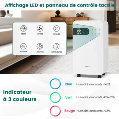 Odvlhčovač vzduchu s objemom 2,3 litra a režimom spánku Odvlhčovač vzduchu do domácej pivnice Mobilný odvlhčovač vzduchu 24-hodinový časovač