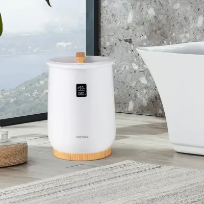Vedro na ohrievanie uterákov 20L veľký vyhrievaný držiak na uteráky s LED displejom 1-tlačidlové ovládanie a časovač Biela