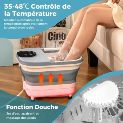 Skladacia vaňa na nohy so sprchou 60min časovačom a 30 masážnymi guľôčkami Shiatsu teplota 35-48 °C vyhrievanie