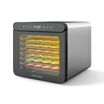 600W dehydrátor so 7 zásobníkmi z nehrdzavejúcej ocele Dehydrátor s časovačom 24 hodín a 30-75 ℃ 34 x 40,5 x 32 cm