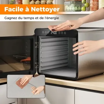 600W dehydrátor so 7 zásobníkmi z nehrdzavejúcej ocele Dehydrátor s časovačom 24 hodín a 30-75 ℃ 34 x 40,5 x 32 cm