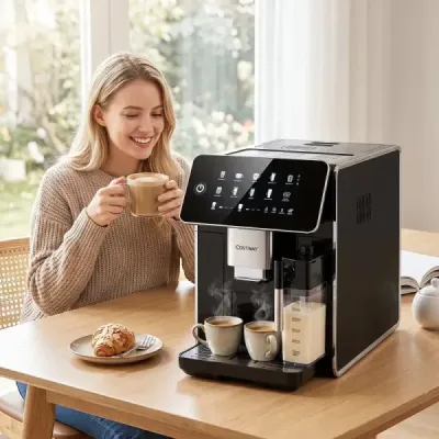Plne automatický kávovar s mlynčekom a nádobou na mlieko – kávovar s automatickým čistením