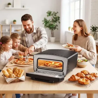 Elektrická pec na pizzu s výkonom 1700 W na 30 cm pizzu, 8 programami a dotykovým displejom