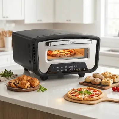 Elektrická pec na pizzu s výkonom 1700 W na 30 cm pizzu, 8 programami a dotykovým displejom