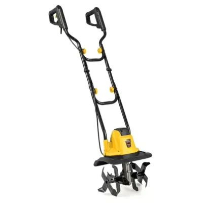 Motorhacke elektrisch 750W | Arbeitsbreite 32 cm | Arbeitstiefe 22 cm | 380 U/min Elektro Bodenhacke mit Schutzschalter 32,5 x 24 x 138 cm Gelb