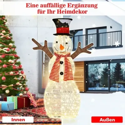 LED snehuliak s 80 LED svetielkami Vianočná dekorácia Vianočná figúrka 66 x 14 x 110 cm