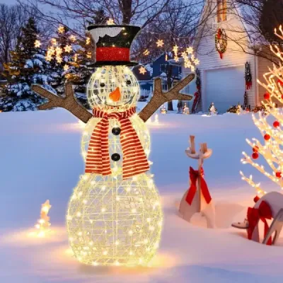 LED snehuliak s 80 LED svetielkami Vianočná dekorácia Vianočná figúrka 66 x 14 x 110 cm