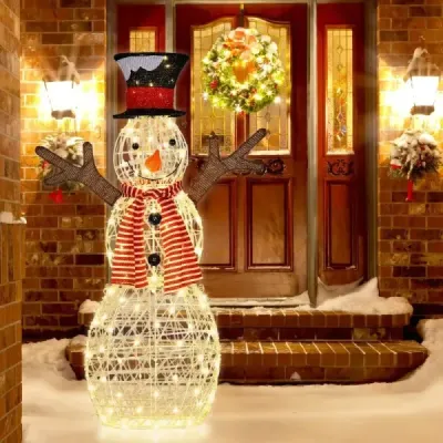 LED snehuliak s 80 LED svetielkami Vianočná dekorácia Vianočná figúrka 66 x 14 x 110 cm