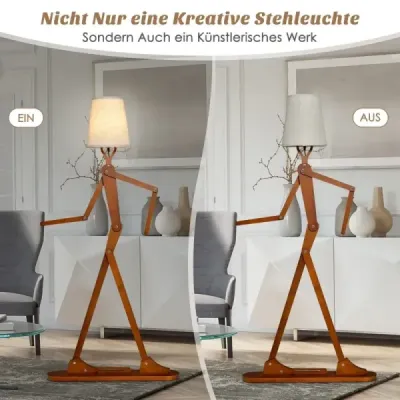 160 cm vysoká drevená stojacia lampa Dekoratívna humanoidná rohová lampa príroda