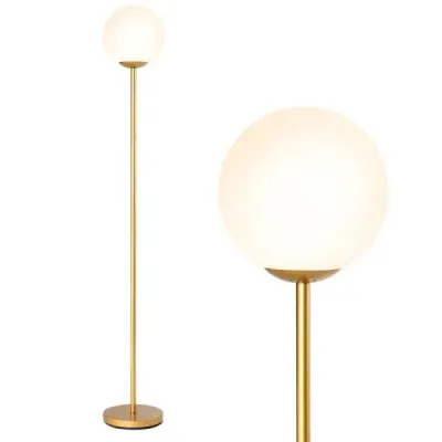 Moderná stojacia lampa 165 cm vysoká stojacia lampa so skleneným tienidlom a nožným spínačom so závažím Golden
