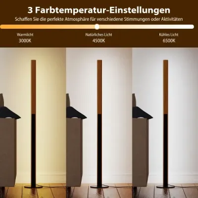 Bambusová stojacia lampa stmievateľná LED rohová lampa s nožným spínačom 3000K-6000K 122 cm príroda