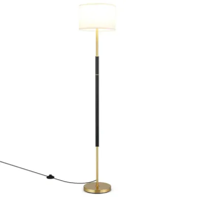 Stojaca lampa 165 cm, stojaca lampa s ľanovým tienidlom, objímkou ​​E27 a nožným spínačom