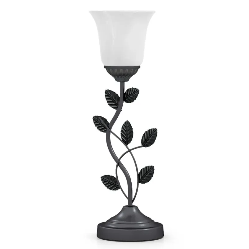 Vintage nočná lampa so skleneným tienidlom a kovovými listami Retro nočná lampa