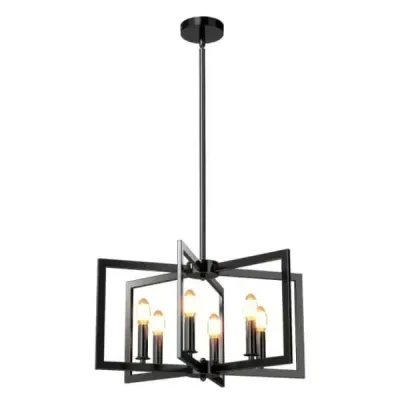 Luster so 6 svetlami, stropné svietidlo v industriálnom štýle, závesné svietidlo s nastaviteľnou výškou 67-157 cm, čierný