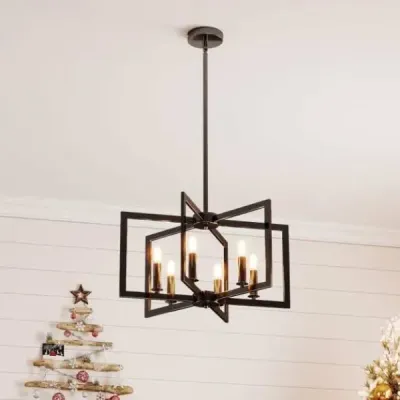 Luster so 6 svetlami, stropné svietidlo v industriálnom štýle, závesné svietidlo s nastaviteľnou výškou 67-157 cm, čierný
