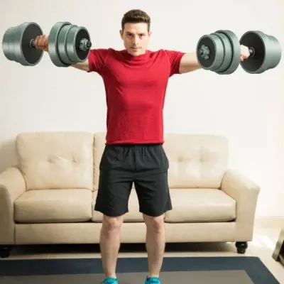 Sada činiek 4 v 1, nastaviteľná sada činiek 20 kg vrátane činky, tyče a kettlebellov Kunz