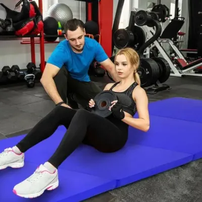 Gymnastická podložka s odnímateľným poťahom z PU kože 240 x 117 x 5 cm Fialová + ružová