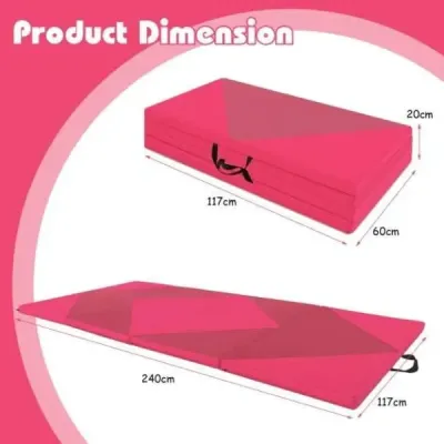 Skladacia mäkká podlahová podložka Prenosná podložka do telocvične Yoga Mat 240 x 117 x 5 cm Ružová