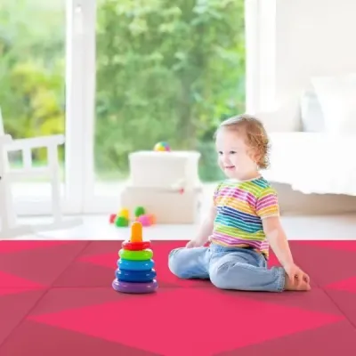 Skladacia mäkká podlahová podložka Prenosná podložka do telocvične Yoga Mat 240 x 117 x 5 cm Ružová