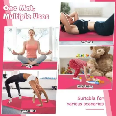 Skladacia mäkká podlahová podložka Prenosná podložka do telocvične Yoga Mat 240 x 117 x 5 cm Ružová