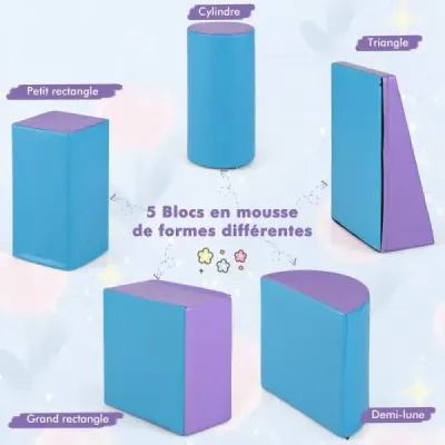 5 TLG. Penové stavebné bloky Obrovské stavebné bloky na šplhanie a lezenie Veľké stavebné bloky Modrá + fialová