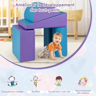 5 TLG. Penové stavebné bloky Obrovské stavebné bloky na šplhanie a lezenie Veľké stavebné bloky Modrá + fialová