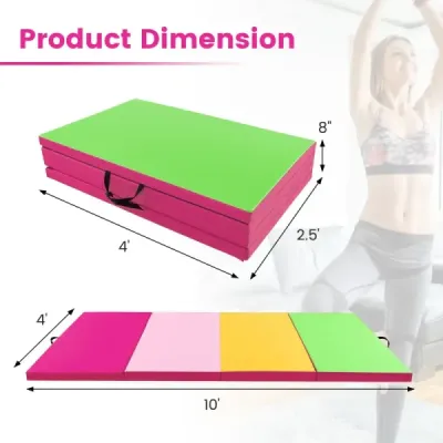 300 x 117 x 5 cm mäkká podlahová rohož zo syntetickej kože so zapínaním na šplhanie a držadlami na prenášanie Ružová+zelená