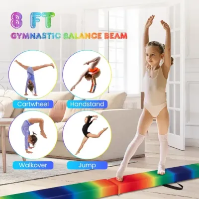 Detská kladina 240 cm, skladacia kladina, gymnastická kladina s rukoväťou, farebná