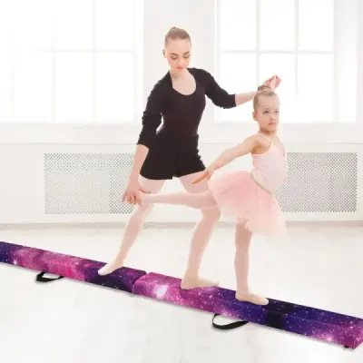 270 cm balančná kladina detská balančná kladina skladacia gymnastická kladina s rukoväťou na prenášanie fialová