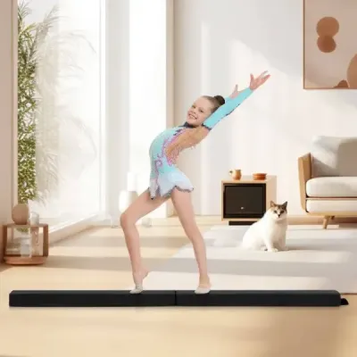 Kladina 210 cm, skladacia gymnastická kladina, protišmyková, do 73 kg, čierna