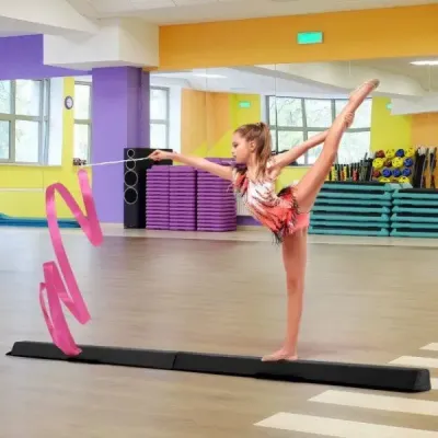Kladina 210 cm, skladacia gymnastická kladina, protišmyková, do 73 kg, čierna