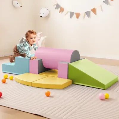 10-dielna penová hračka na lezenie pre batoľatá Mäkké penové stavebné bloky z imitácie kože Farebné