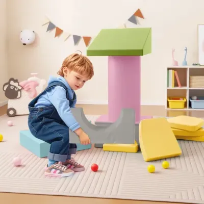 10-dielna penová hračka na lezenie pre batoľatá Mäkké penové stavebné bloky z imitácie kože Farebné