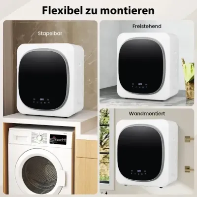 Mini sušička bielizne 5 kg s dotykovým displejom LED a dezinfekciou a dezodorizáciou Sušička odsávaného vzduchu
