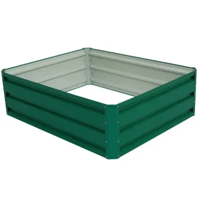 Vyvýšený oceľový záhon Obdĺžnikový box na sadenie Vyvýšený záhradný záhon Studený rám na zeleninu Kvety Bylinky Zelená 100 x 30,5 x 80 cm