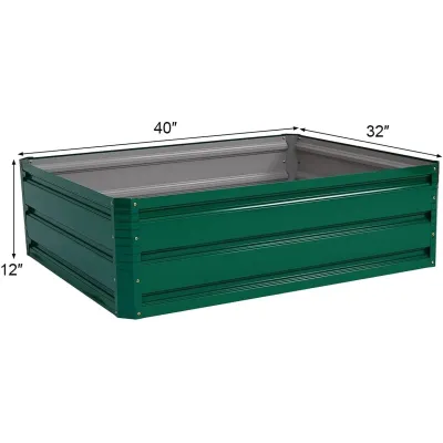 Vyvýšený oceľový záhon Obdĺžnikový box na sadenie Vyvýšený záhradný záhon Studený rám na zeleninu Kvety Bylinky Zelená 100 x 30,5 x 80 cm