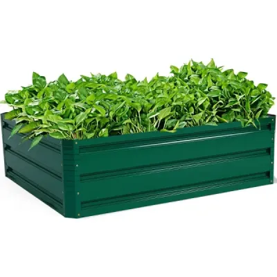 Vyvýšený oceľový záhon Obdĺžnikový box na sadenie Vyvýšený záhradný záhon Studený rám na zeleninu Kvety Bylinky Zelená 100 x 30,5 x 80 cm